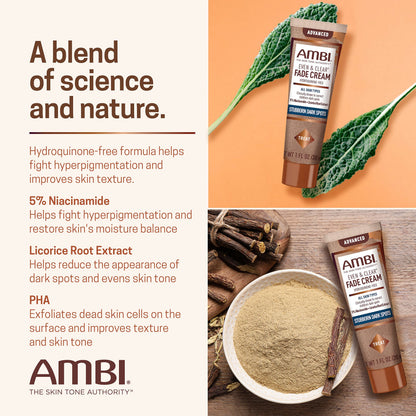 Ambi Even & Clear Advanced Fade Cream, Hydroquinone-free, Hyperpigmentation Treatment, Stubborn Dark Spot Corrector, Results In As Little As 2-3 Weeks Ambi