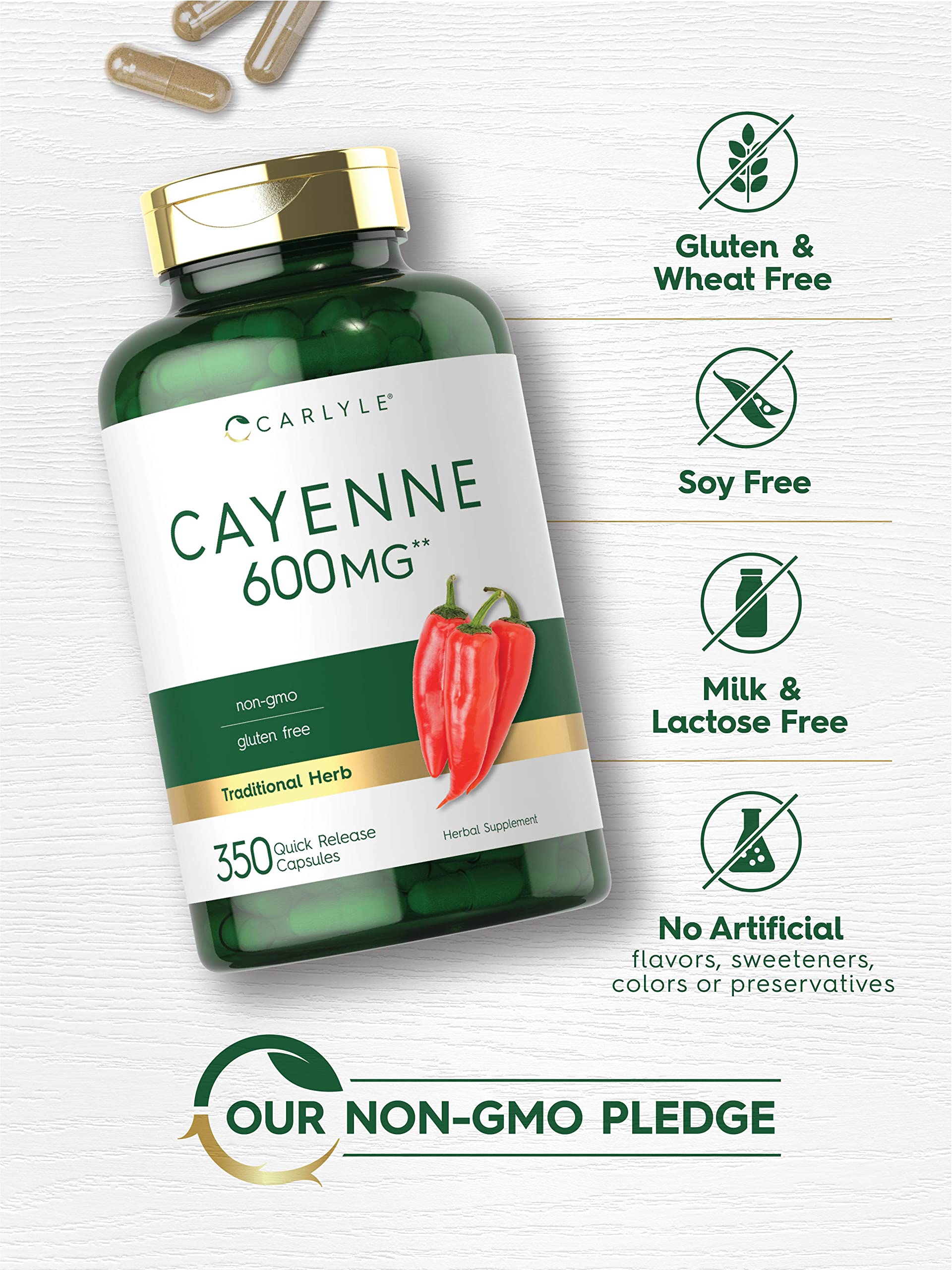 Carlyle Cayenne Pepper Capsules 600mg | 350 Pills | Non-GMO, Gluten Free Supplement Carlyle buy australia supplements