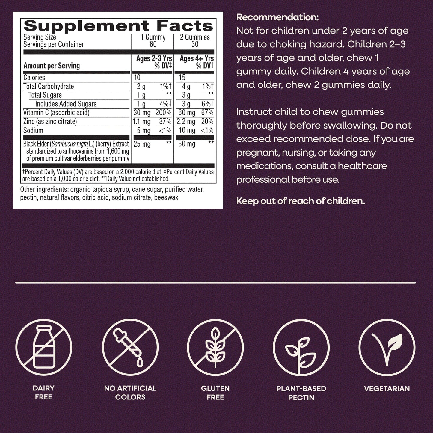 Nature’s Way Sambucus Kids Elderberry Immune Gummies with Black Elderberry Extract, Daily Immune Support Gummy with Vitamin C and Zinc Nature's Way