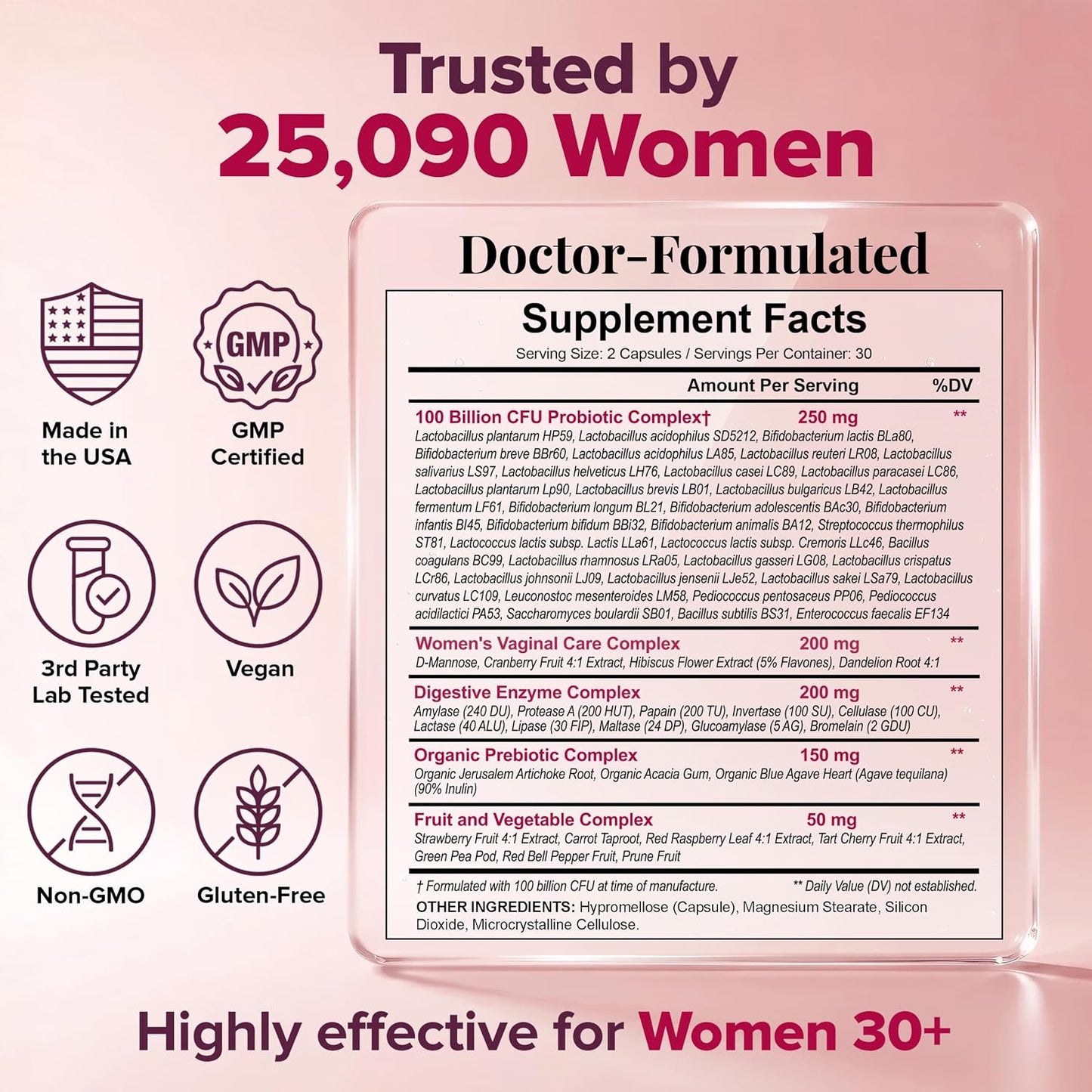 Wholesome Wellness Dr. Formulated Raw Probiotics for Women 100 Billion CFUs Capsules with Prebiotics, Digestive Enzymes, Approved for Adults, Shelf Stable Supplement Gsupps Australia