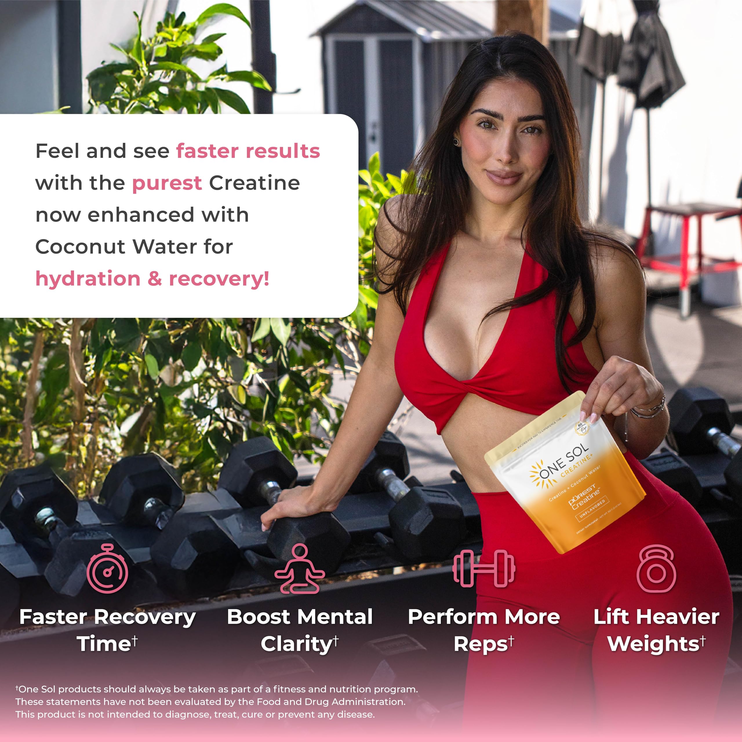 One Sol Creatine for Women, All Natural Women's Creatine Powder w Pure Creatine & Coconut Water, Increase Lean Muscle Mass, Reduce Recovery Time, Promotes Brain & Bone Health (Unflavored, 60 Servings) One Sol buy australia supplements