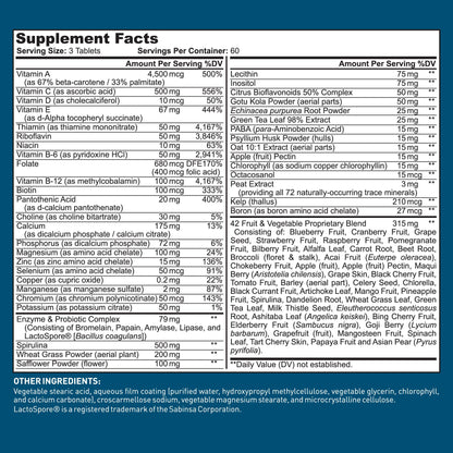Dr. Tobias Adult Multivitamin for Women & Men - Immune Supporting Vitamins from 42 Fruits, Vegetables, Plus Probiotics, Vegan Multivitamins for Men & Women - Non-GMO (90 Tablets, 30 Servings)