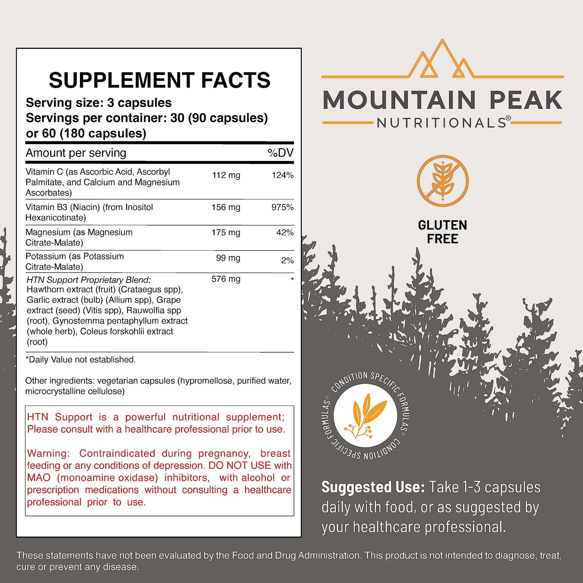 Mountain Peak Nutritionals HTN Blood Pressure Support Supplement for Heart & Circulation Health - Advanced Cardiovascular Formula with Rauwolfia, Hawthorn Berry, & Magnesium (180 Vegetarian Capsules) Mountain Peak Nutritionals buy australia supplements
