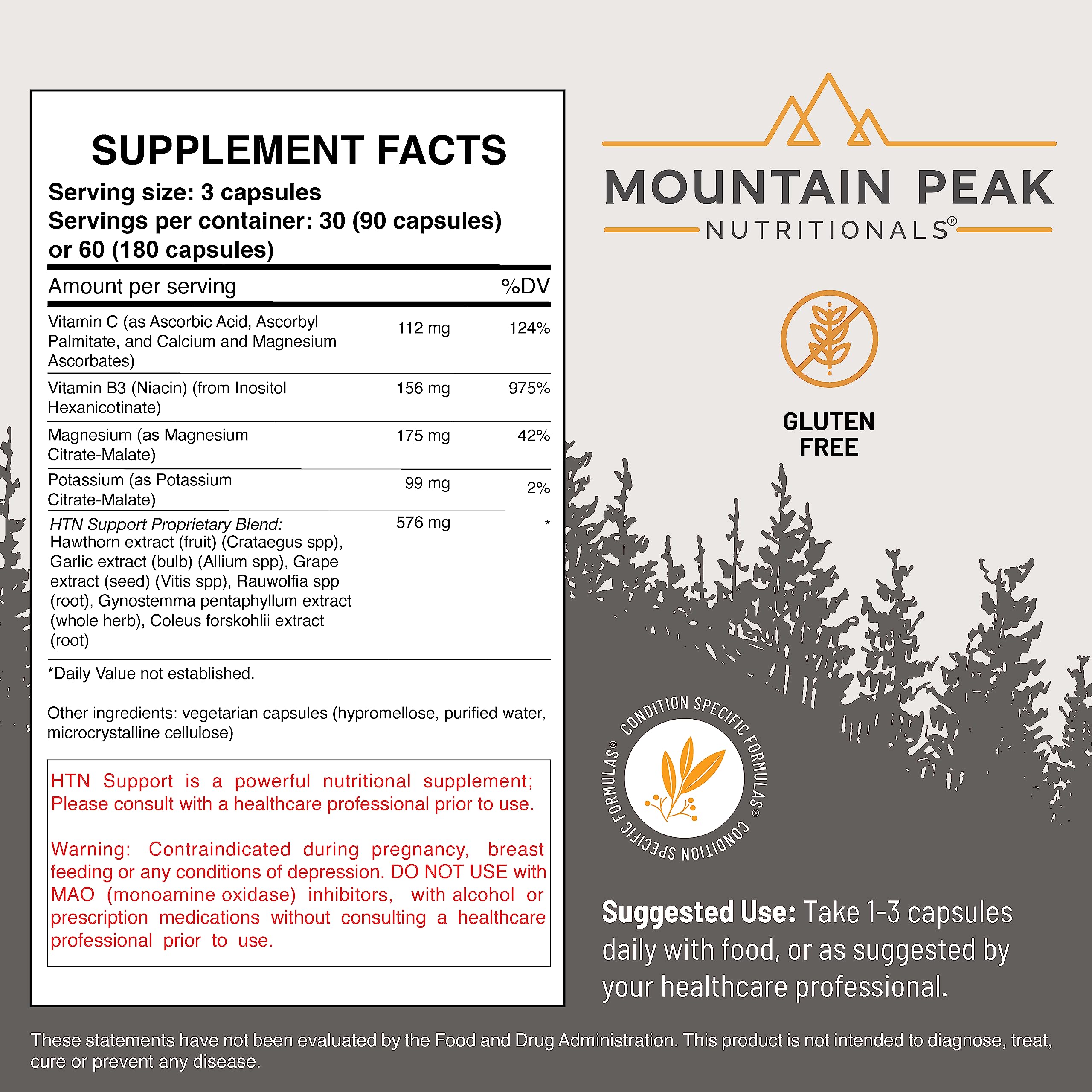 Mountain Peak Nutritionals HTN Blood Pressure Support Supplement for Heart & Circulation Health - Advanced Cardiovascular Formula with Rauwolfia, Hawthorn Berry, & Magnesium (180 Vegetarian Capsules) Mountain Peak Nutritionals buy australia supplements