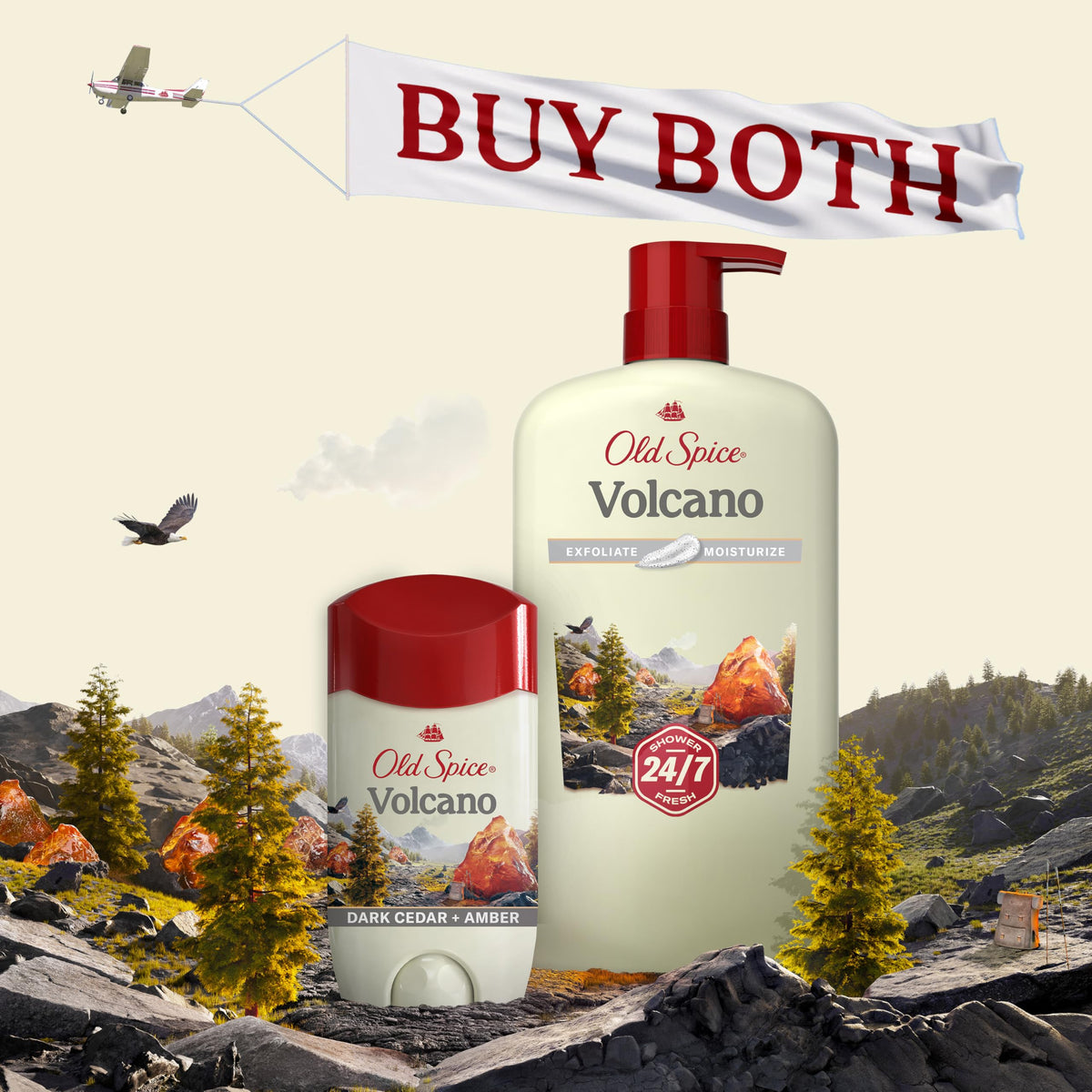 Old Spice Cleansing Body Wash for Men, 24/7 Shower Fresh with Lasting Scent, Exfoliate & Moisture, Gentle on Skin, Vitamin B3, Volcano with Dark Cedar + Amber Scent, 30 oz Old Spice