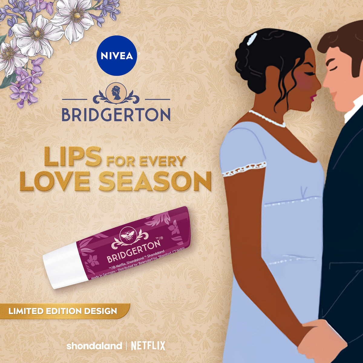 NIVEA Blackberry Pie Lip Care, Bridgerton Design Lip Balm, 0.17 OZ NIVEA