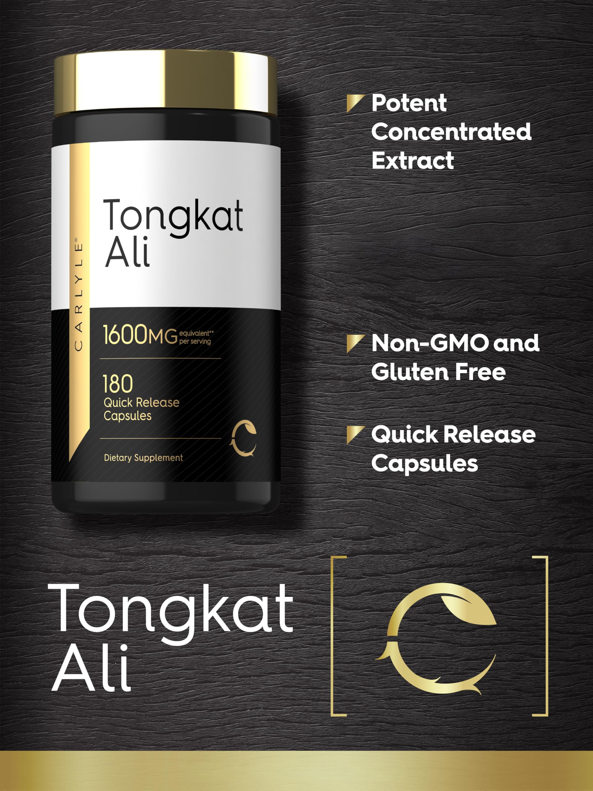 Carlyle Tongkat Ali | 180 Quick Release Capsules | Non-GMO and Gluten Free Supplement Carlyle buy australia supplements
