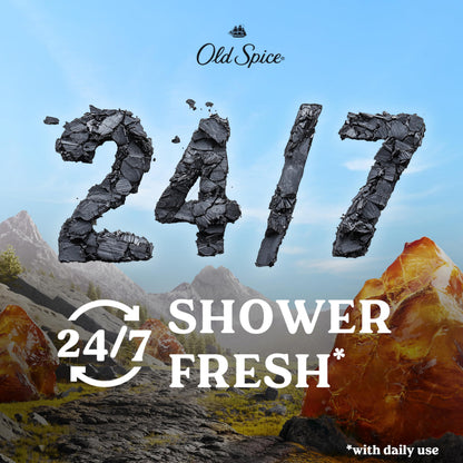 Old Spice Cleansing Body Wash for Men, 24/7 Shower Fresh with Lasting Scent, Exfoliate & Moisture, Gentle on Skin, Vitamin B3, Volcano with Dark Cedar + Amber Scent, 30 oz Old Spice