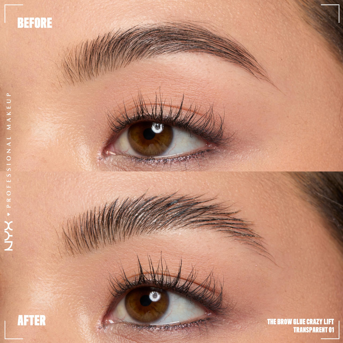 NYX PROFESSIONAL MAKEUP The Brow Glue Crazy Lift, Brow Lamination Gel with 16HR Strong Hold & Built-In Styling Comb - Clear Eyebrow Gel NYX PROFESSIONAL MAKEUP