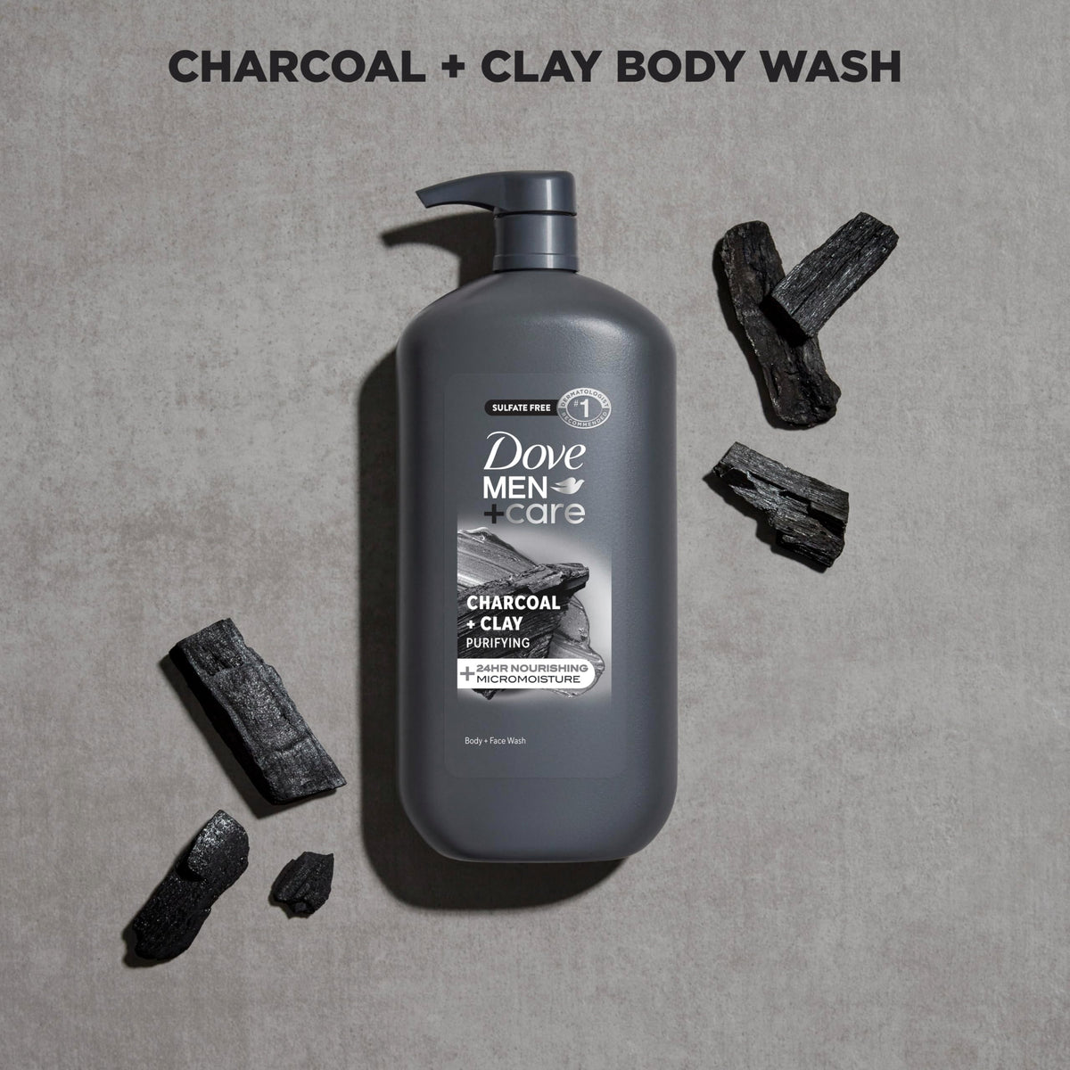 DOVE MEN + CARE Body and Face Scrub, Charcoal Body Wash, 30 oz DOVE MEN + CARE