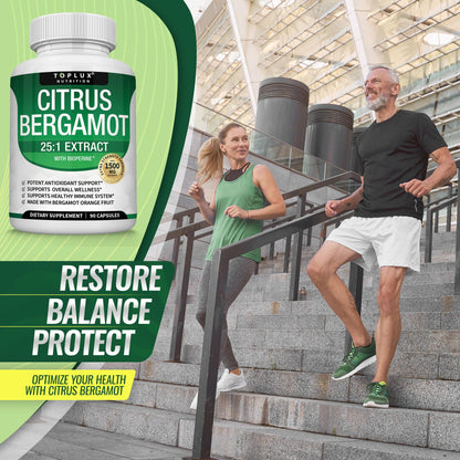 Citrus Bergamot Supplement 1500mg - 25:1 Bergamot Extract to Support Overall Health, Immune System, Potent Antioxidant High Absorption Natural Toplux