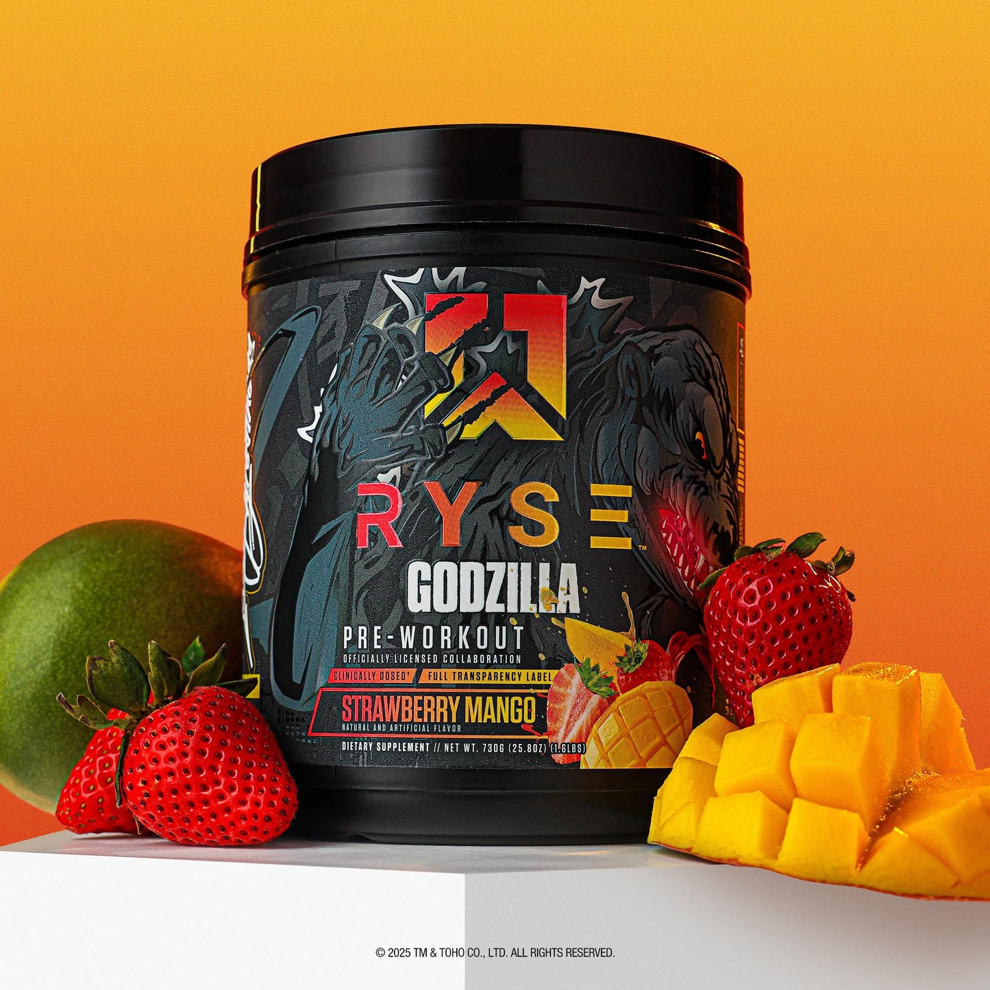 RYSE Godzilla X Noel Deyzel Pre Workout Powder - Monsterberry Lime - 400mg Caffeine, High Stim Pre-Workout for Men & Women with Citrulline & Beta Alanine - Energy, Pump & Focus - 20/40 Servings