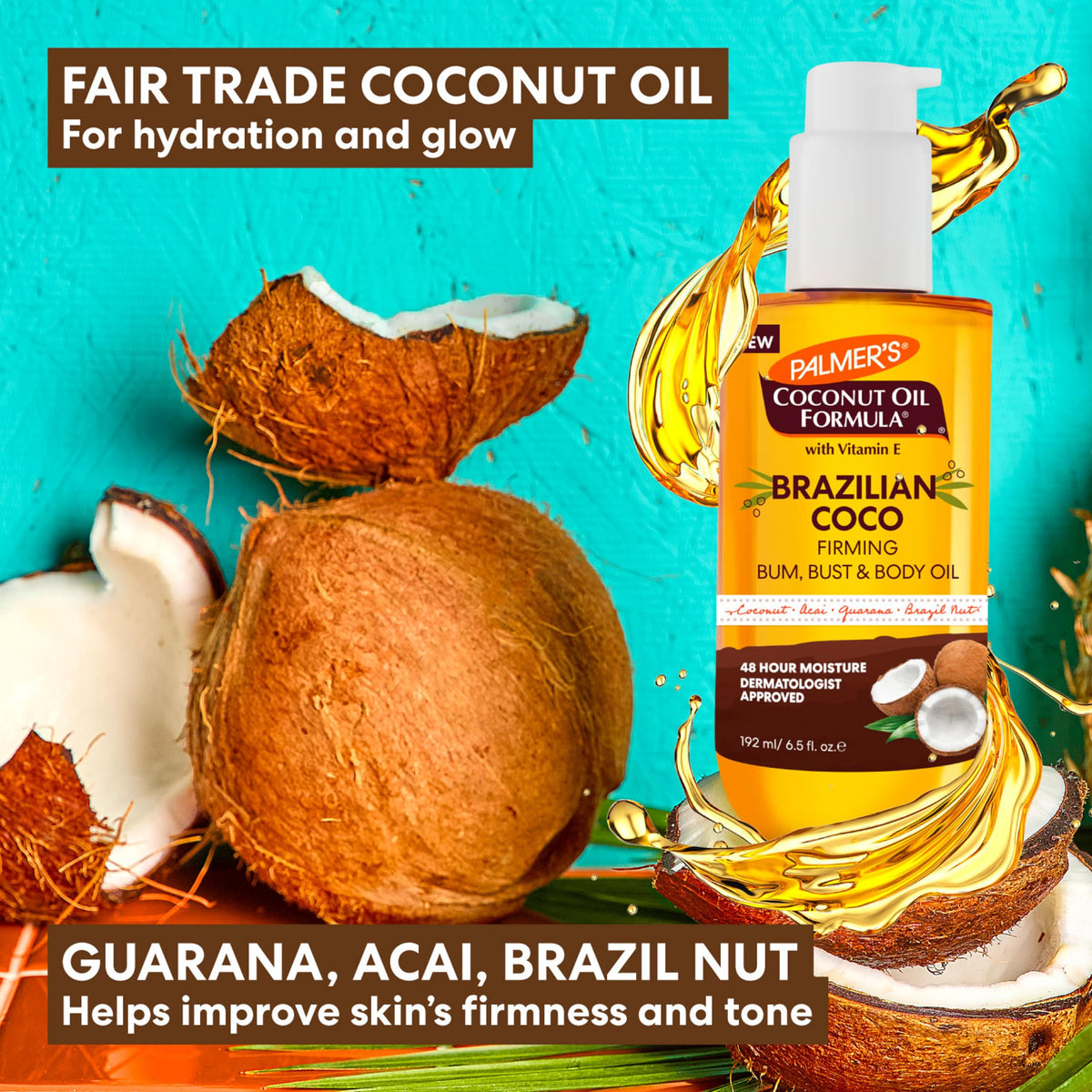 Palmer's Brazilian Cocoa Firming Body Oil, Coconut Oil Formula (6.5 Fl Oz) Palmer's