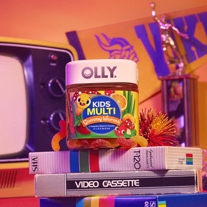 OLLY Kids Multivitamin Gummy Worms, Overall Health and Immune Support, Vitamins and Minerals A, C, D, E, Bs and Zinc, Chewable Supplement OLLY