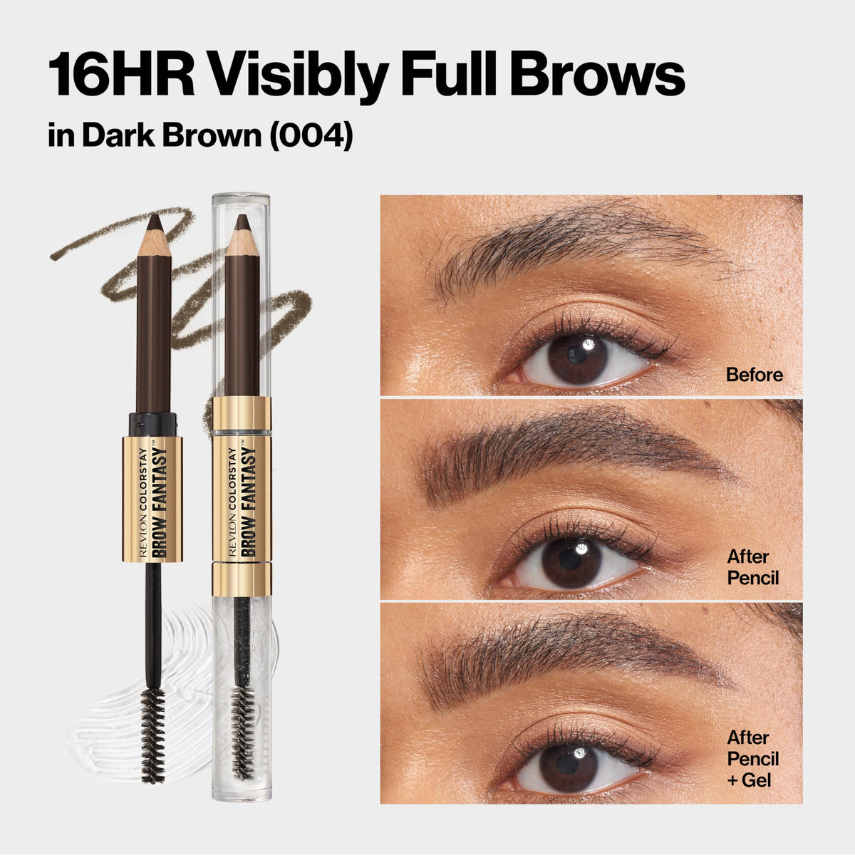 Revlon ColorStay Brow Fantasy Pencil & Gel, 004 Dark Brown REVLON