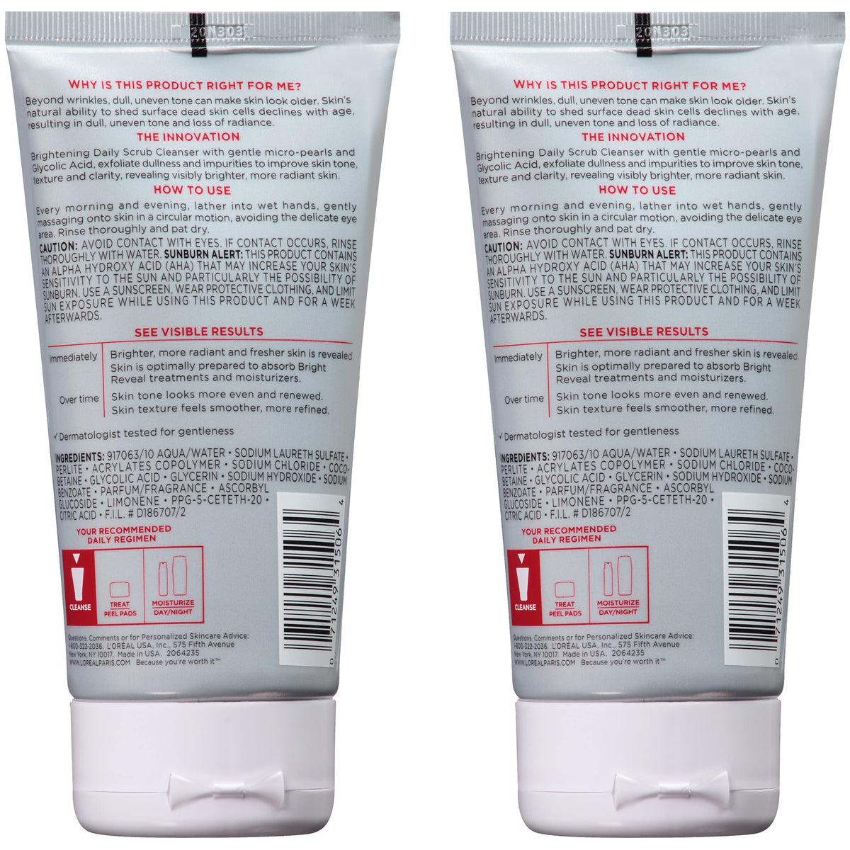 L'Oreal Paris Revitalift Bright Reveal Anti-Aging Facial Cleanser with Glycolic Acid 5 fl. oz (Pack of 2) L'Oreal Paris