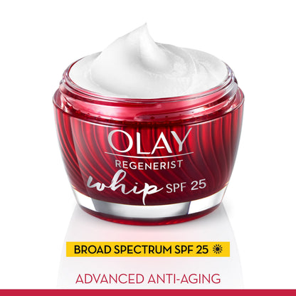Olay Regenerist Whip SPF 25 – Lightweight Face Moisturizer with UVA/UVB protection - Niacinamide, Peptides - Makeup Primer, 1.7 oz Olay
