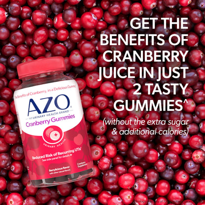 AZO Cranberry Urinary Tract Health Gummies Dietary Supplement, 2 Gummies = 1 Glass of Cranberry Juice, Helps Cleanse & Protect AZO