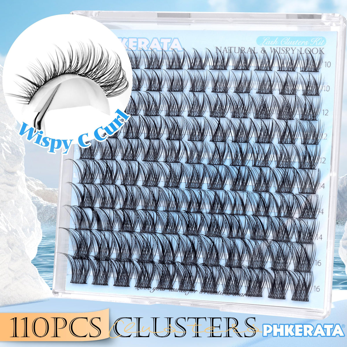 PHKERATA Natural Lash Clusters Wispy Eyelash Clusters, Eyelash Extensions PHKERATA