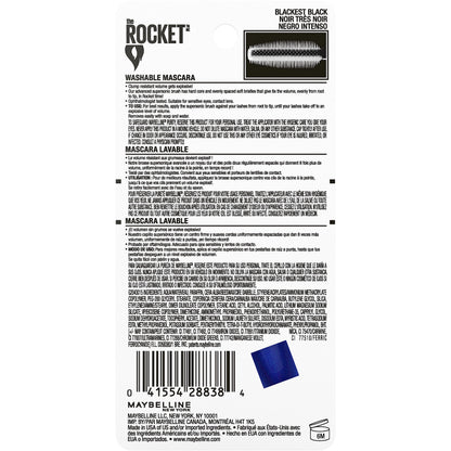 Maybelline Volum' Express The Rocket Volumizing Washable Mascara, Blackest Black, 1 Count MAYBELLINE