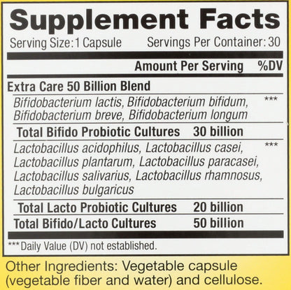 Renew Life Extra Care Digestive Probiotic Capsules, 50 Billion CFU Guaranteed, Daily Supplement Supports Immune, Digestive, Respiratory Health(1), L. Rhamnosus GG, Dairy, Soy and Gluten-Free, 90 Count | 90 Vegetarian Capsules | Supports Digestive, Immune Gsupps Australia