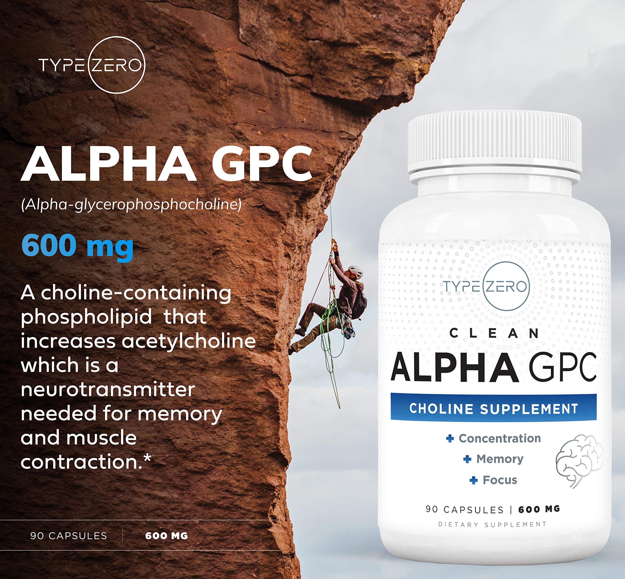 Type Zero Ultra Clean Alpha GPC Choline Supplement (600mg | 90 Capsules) Soy Free, Non-GMO Nootropics Alpha GPC 600mg / 300mg; Alpha-GPC Brain Memory and Focus Supplements Type Zero buy australia supplements