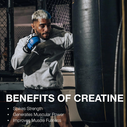 RAW Nutrition Creatine Monohydrate Powder, Blue Raspberry (30 Servings) - Micronized Creatine Monohydrate Supplement for Workout Performance, Build Muscle & Strength RAW