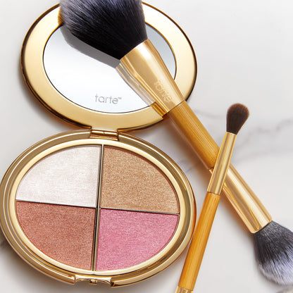 tarte glow wardrobe highlighting eye & cheek palette – Highlighter, Blush, Bronze & Eyeshadow All-in-One Face & Eye Viral Makeup for Everday Radiant Blendable Glow, Vegan & Cruelty Free, full size tarte