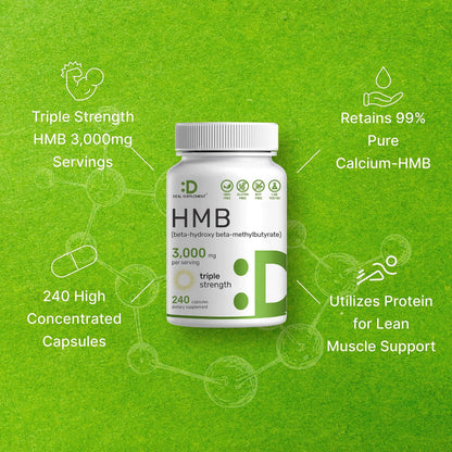 Ultra Strength HMB Supplements 3,000mg Per Serving, 240 Capsules | Third Party Tested | Supports Muscle Growth, Retention DEAL SUPPLEMENT