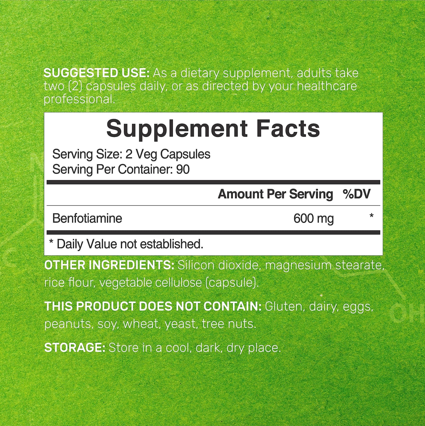 Benfotiamine 600mg Per Serving, 180 Veggie Capsules (300mg Per Cap) – Fat Soluble Vitamin B1 Thiamine Supplement DEAL SUPPLEMENT
