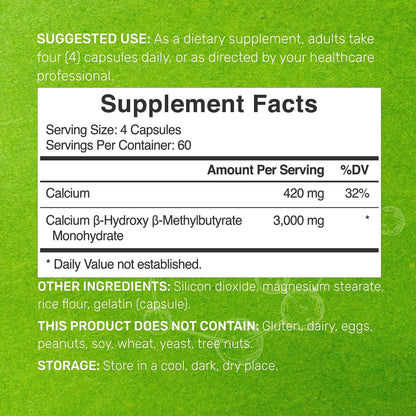 Ultra Strength HMB Supplements 3,000mg Per Serving, 240 Capsules | Third Party Tested | Supports Muscle Growth, Retention DEAL SUPPLEMENT