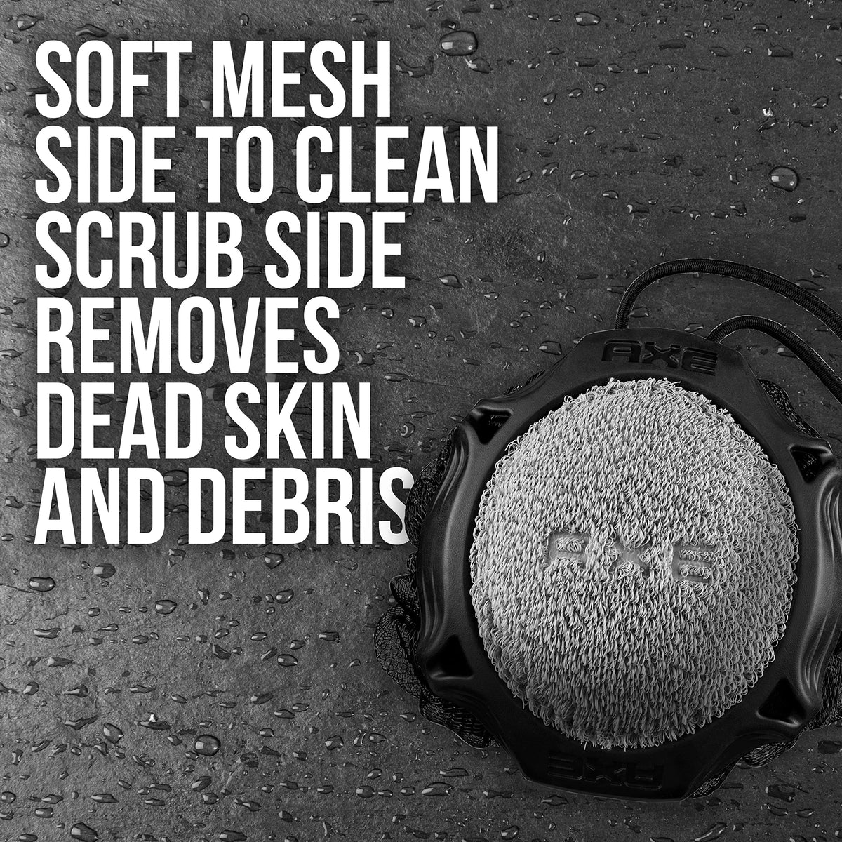 AXE Modern Shower Tool Skin Cleanser for Smoother Skin Detailer Exfoliates and Gently Cleanses One Size 3 Count, Black AXE