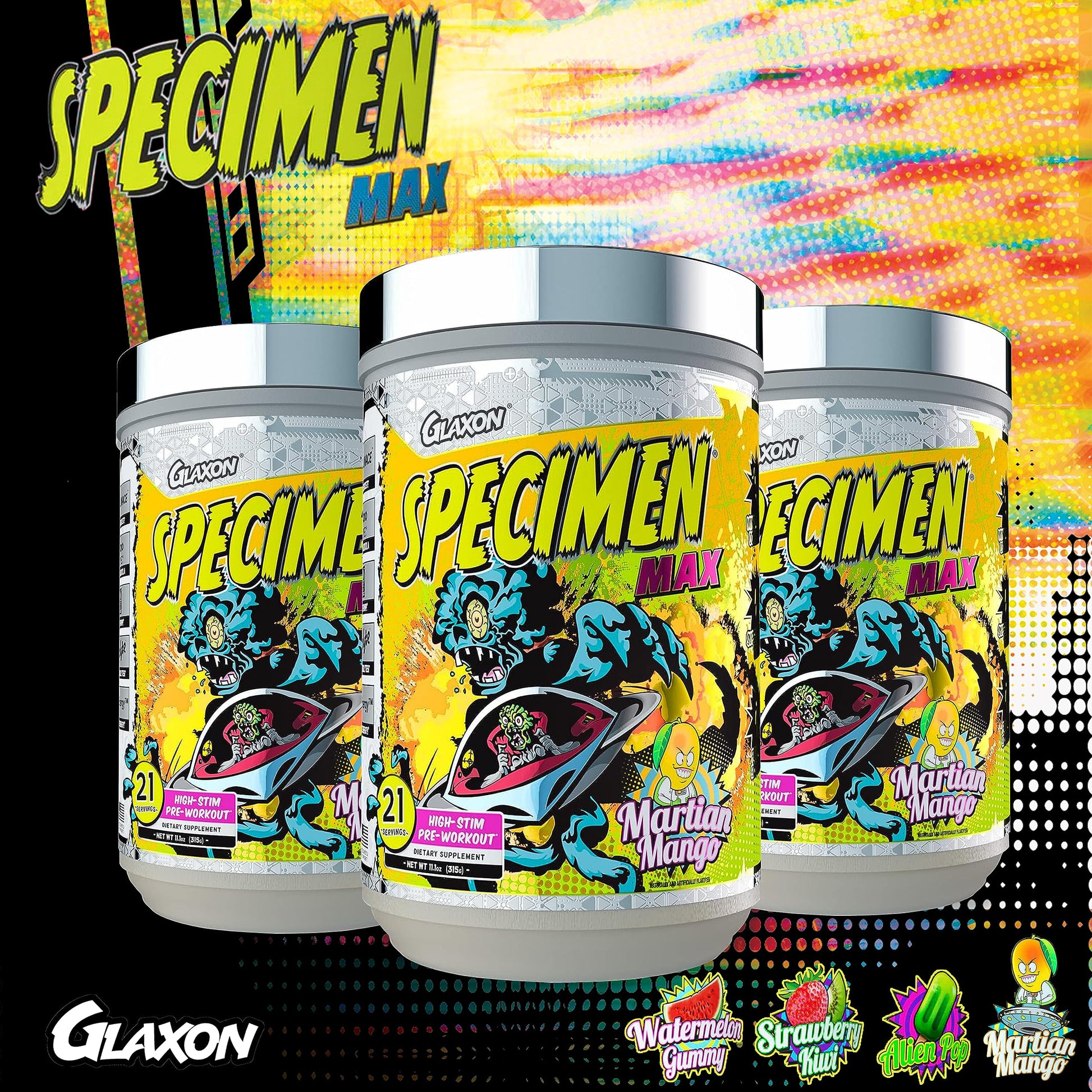 Glaxon Specimen Max High Stim Pre-Workout | 400mg Caffeine + 3200mg Beta Alanine Glaxon buy australia supplements