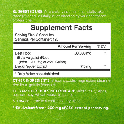Two Pack Beet Root Capsules 30000mg Per Serving, 720 Counts | with Black Pepper Extract – Enhanced Absorption, Pure Beet Root Powder Source – Nitric Oxide Supplements