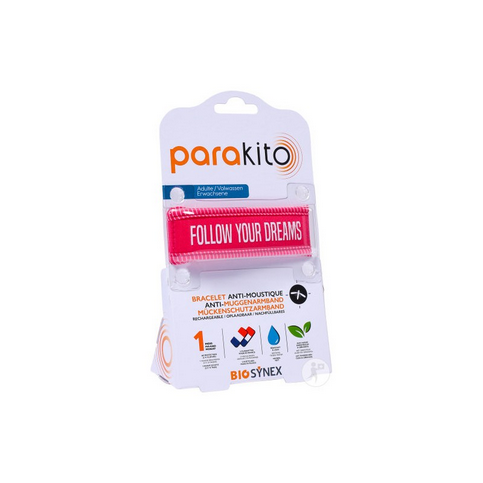 Parakito pink "Follow your dreams" rechargeable mosquito repellent bracelet PARAKITO buy australia supplements
