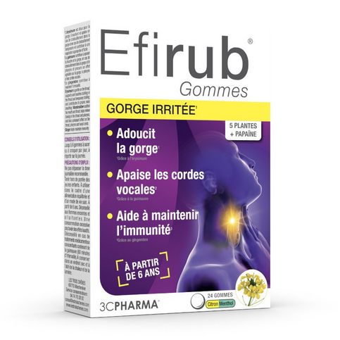 Efirub sore throat 24 lemon-menthol gummies 3C PHARMA buy australia supplements