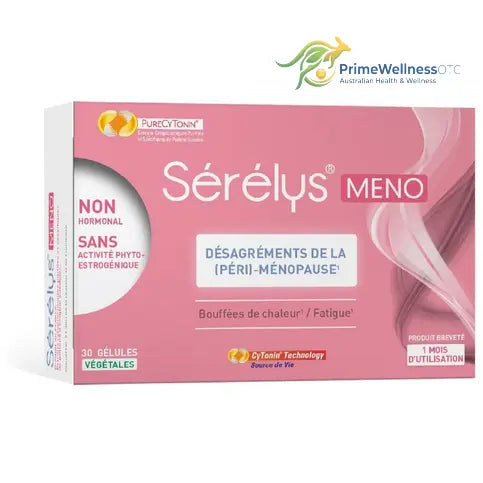 Serelys Meno 30 capsules: discomforts of (peri)-menopause TrustMedUSA buy australia supplements