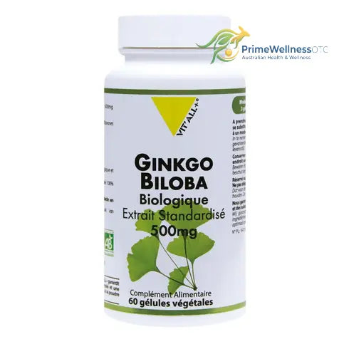 Ginkgo Biloba BIO 500mg Extrait standardisé 60 gélules VIT'ALL+ VIT'ALL+ buy australia supplements