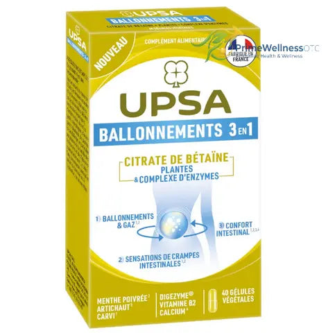 UPSA Ballonnements 3 en 1 : citrate de betaine and plants - 40 vegetable capsule UPSA buy australia supplements